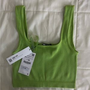 New wit Tags Zara Green Seamless Crop Top Size M-L